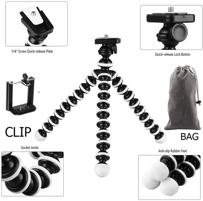 POZUB PZUB- GLA87 GORILLA TRIPOD + DUSTPROOF BAG with mobile holding clip Camera , Mini Tripod / Lightweight, Flexible Octopus Tripod Tripod Flexible Smartphone Octopus Screw Selfie Tripod Wholesale Table Tripod Small Size Super Flexible with Universal 1/4 Screw Multi-Use Selfie Stick Desktop Online
