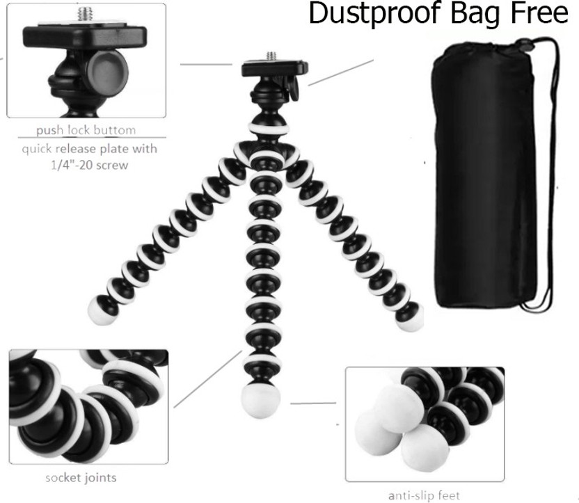 POZUB Best Buy 100% BEST QUALITY PZUB- GOLA87 GORILLA TRIPOD + DUSTPROOF BAG WITH MOBILE HOLDING CLIP Camera , Mini Tripod / Lightweight, Flexible Octopus Tripod Tripod Flexible Smartphone Octopus Screw Selfie Tripod Wholesale Table Tripod Small Size Super Flexible with Universal 1/4 Screw Multi-Use