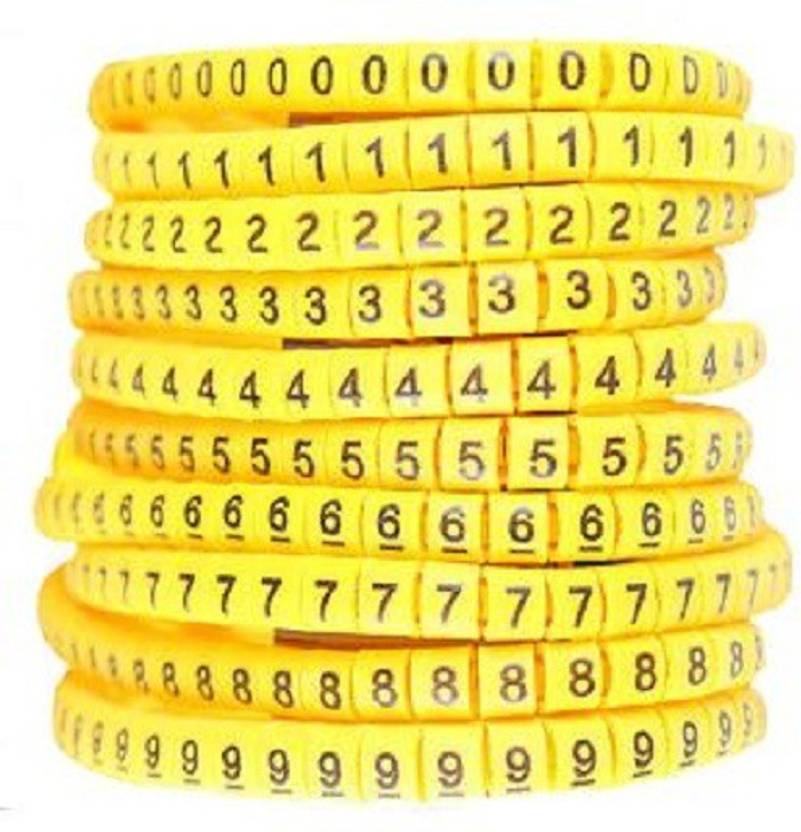 atekt 0 to 9 Numbers Yellow Flexible PVC Cable Marker Labels Tags Tube