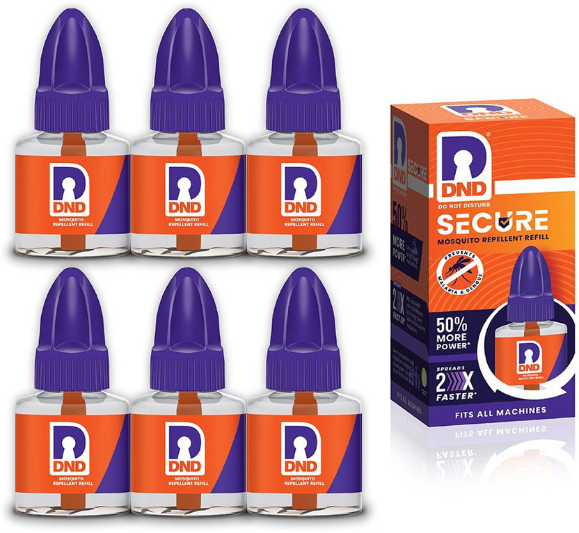 DND Mosquito Repellent Refill | Liquid Vaporiser | 50% Extra Power | Pack of 6 - 45ml Each Mosquito Vaporiser Refill(6 x 45 ml)