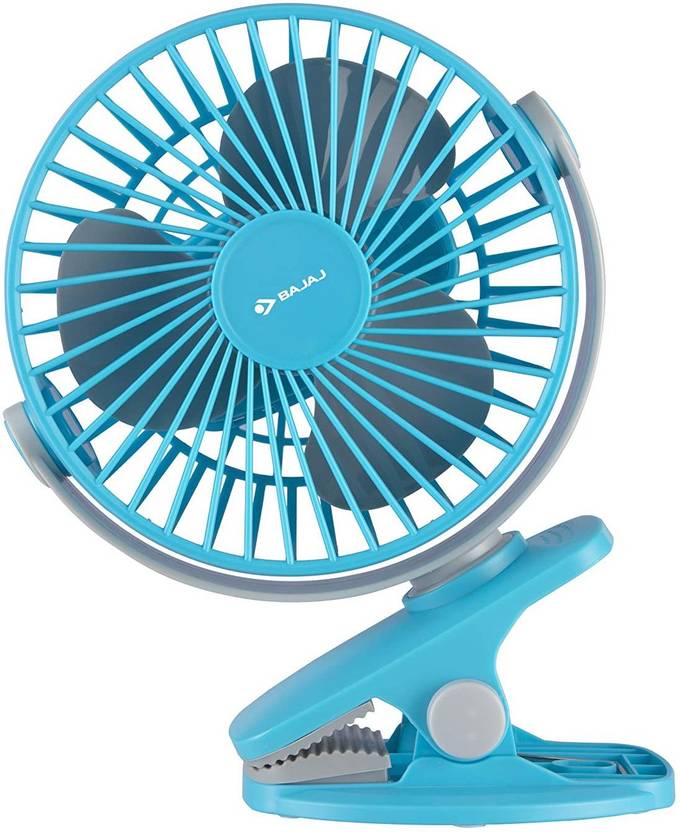 BAJAJ Pygmy Mini 110 MM Sweep 3 Blade Table Fan (USB Charging)Cerulean