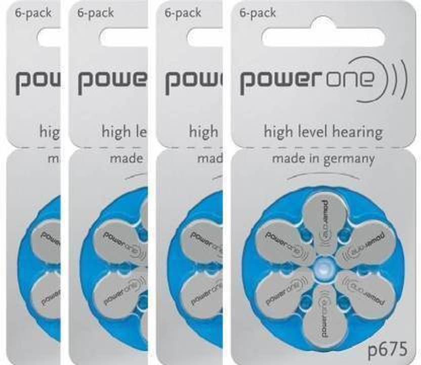 Power one P675 Hearing Aid Batteries 1.45V 4 patta pack of 24 batteries