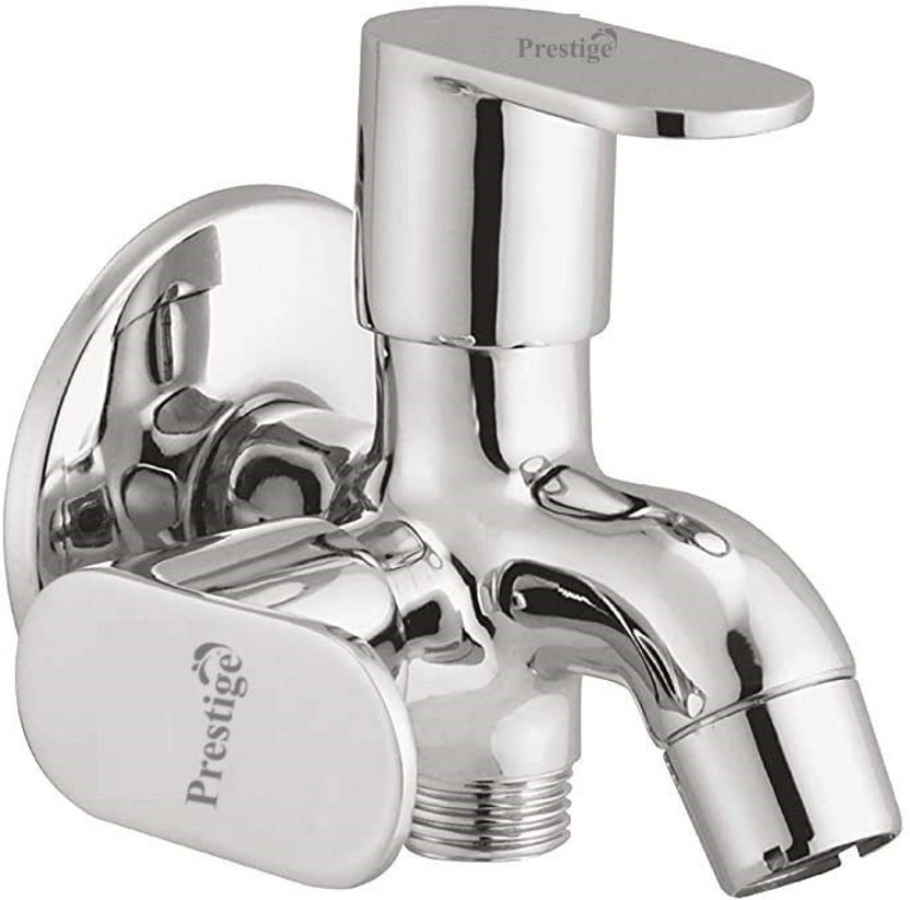 Prestige by Prestige Ocean Bib Cock 2 Way Chrome Silver platet Tap Faucet Bib Cock Angle Cock Pillar Tap Bathroom Tap Bib Tap(pack of-1) Faucet (Wall Mount Installation Type) Bib Tap Faucet(Wall Mount Installation Type)