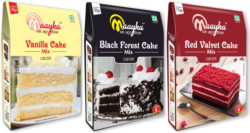 Maayka - Ek Atoot Rishta Maayka|Egg Free|Cake Mix|Black Forest +Red Velvet+Vanilla 575 g(Pack of 3)