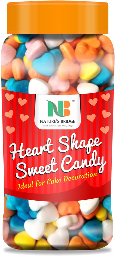 Nature's Bridge Heart Shaped Sweet Candy Topping (Sprinkles) for Cake Decoration 200 gm Jar Pack / Hearts Candy / Sprinkles / Cake Decoration - 200 Gm Jar Sprinkles(200 g, Sweet)