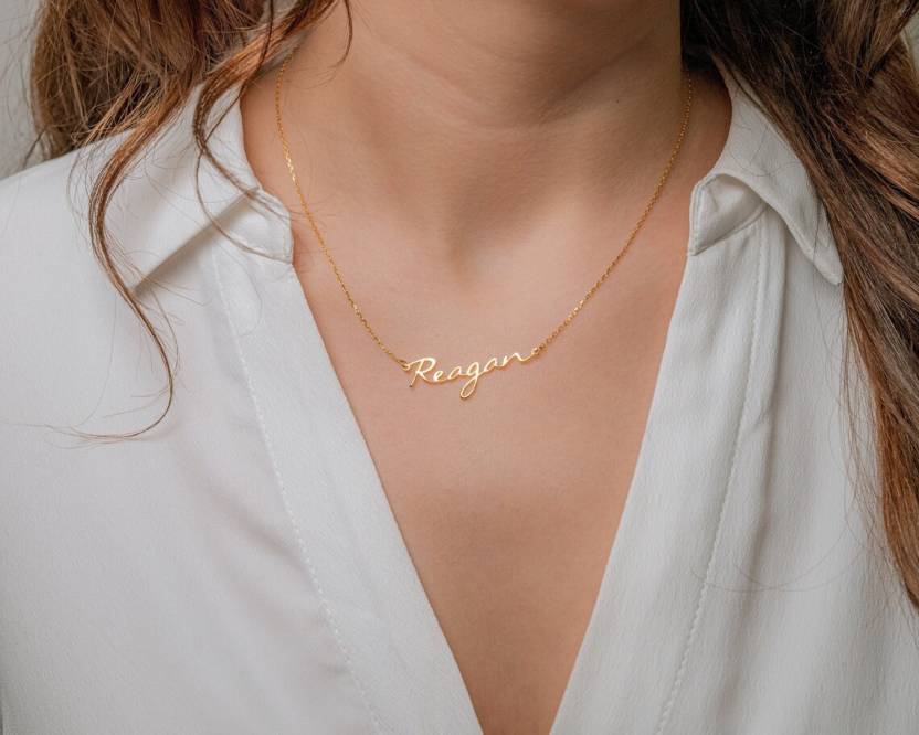 Luxury Brings Name Necklace, Dainty Name Necklace, Gold Name Necklace, Personalized Necklace, Custom Name Necklace, Bridesmaid Gift Rhodium Plated Brass Necklace Price in India - Buy Luxury Brings Name Necklace, Dainty Name