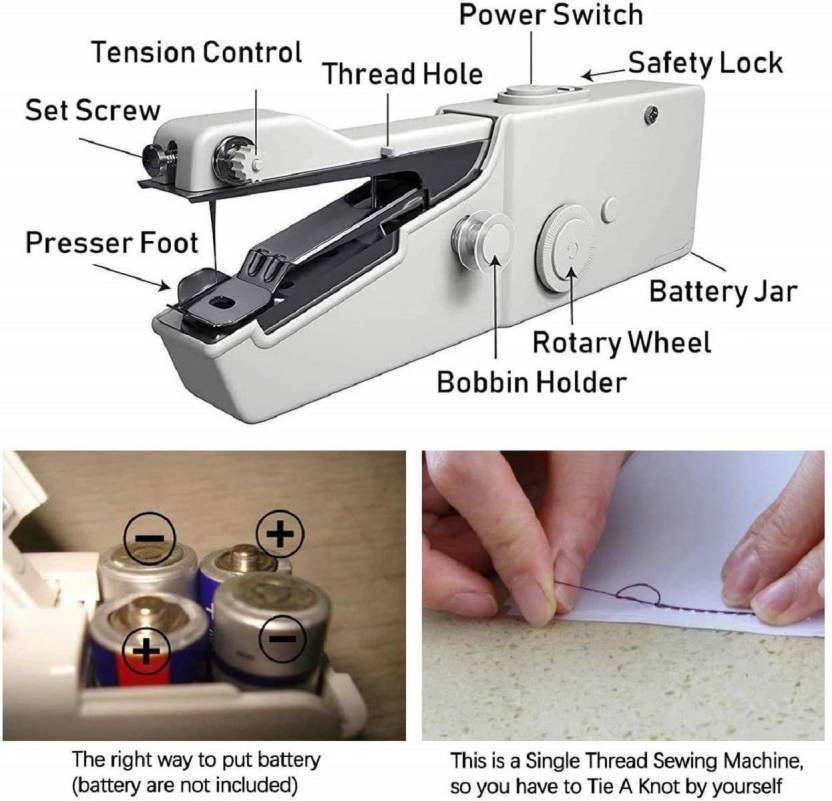 Veenaaz Handy Stitch Sewing Machines for Home Tailoring use, AC/DC