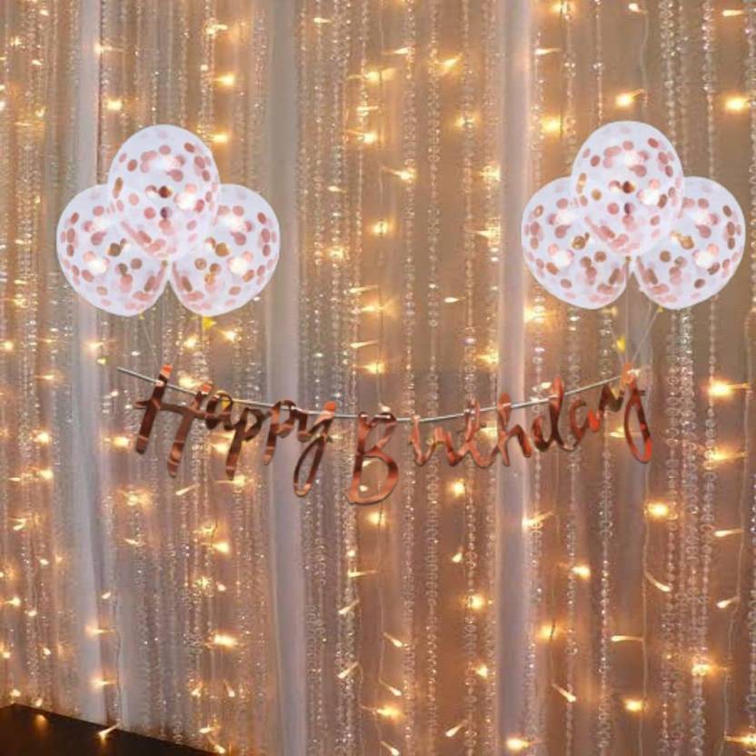 Cakeshala Solid Rose Gold Birthday Decoration Items Kit