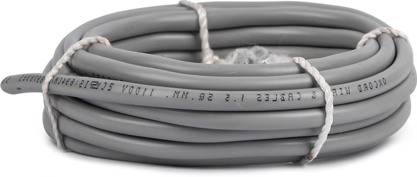 Oxcord 2 core round copper wires and cables 1.5mm for domestic and industrial electric connections ( 10 Metres ) 1.5 sq/mm Grey 10 m Wire(grey)