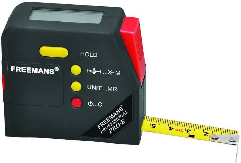 FREEMANS Digital Measuring Tape (5 m, 19 mm, Black) Measurement Tape
