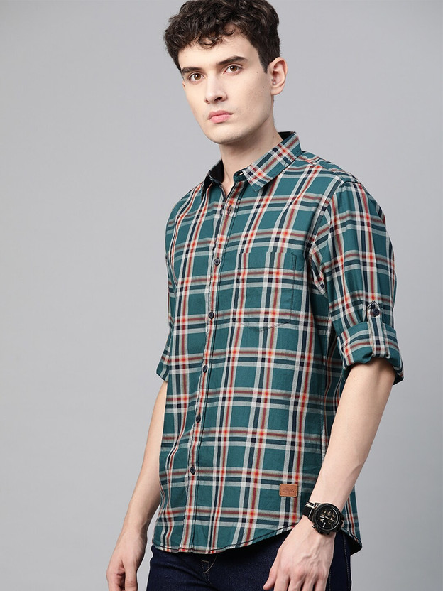 Roadster men's checkered casual shirt clearance