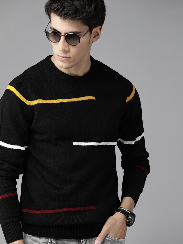 Roadster Striped Round Neck Casual Men 