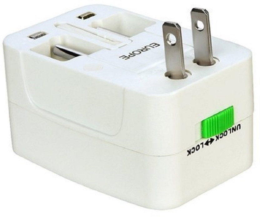 RHONNIUM ™ US to EU Europe Universal Travel Adapter Charger Converter AC Power Plug Socket Worldwide Adaptor(White)