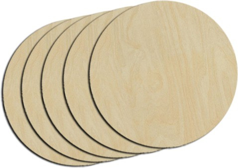 Haoser U Blank Circle Shape, 4mm Thick Wooden Cutout for DIY Craft Projects