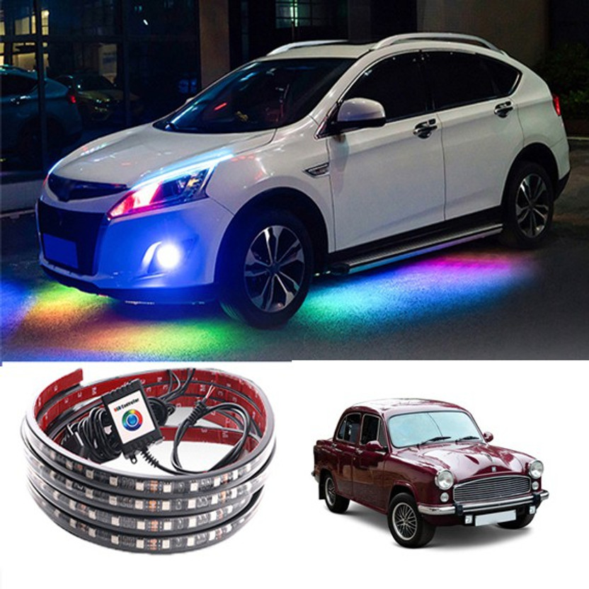 RKPSP LED Car Interior Decorative Plastic Floor Atmosphere Strip Lighting Kit With Mobile App Control For Ambasdoor Universal For All Models Car Fancy Lights(Multicolor)