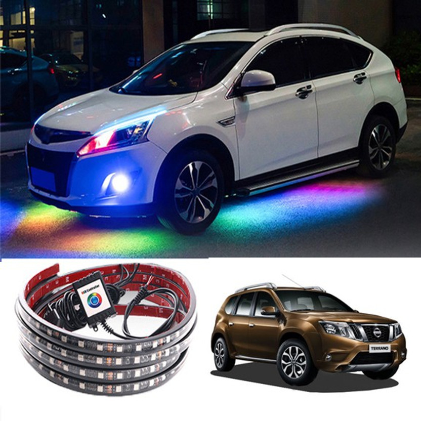 RKPSP LED Car Interior Decorative Plastic Floor Atmosphere Strip Lighting Kit With Mobile App Control For Terrano Universal For All Models Car Fancy Lights(Multicolor)