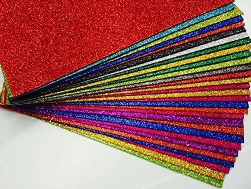 Eclet A4-10 Sheet Glitter non adhesive Sheets (A4 Size) Art & Craft Glitter Sheet Paper(Colour Sheet) for Craft,Multicolor A4 240 gsm Drawing Paper(Set of 90, Multicolor)