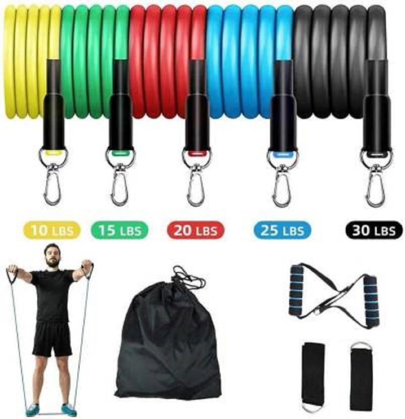 ALORNOR Resistance Bands Set (11pcs), Stretching,Home Workout Toning Tube Resistance Tube(Multicolor)