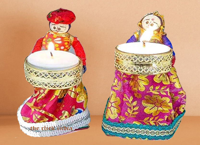 THE CLICK INDIA Tealight Candle Holder for Home Decor, Diwali Gift, Candle Diya, Candle for Birthday, Diwali, Festival Decoration 3.5 Hour Burning Time Puppet Tealight Candle Pack of 2 Candle (Multicolor, Pack of 2) Candle(Multicolor, Pack of 1)