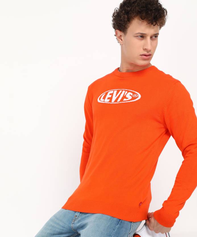 LEVI'S Printed Crew Neck Casual Men Orange Sweater - Buy LEVI'S Printed  Crew Neck Casual Men Orange Sweater Online at Best Prices in India |  