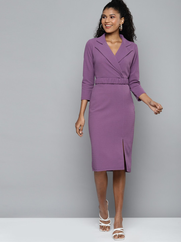 SASSAFRAS Women Sheath Purple Dress 