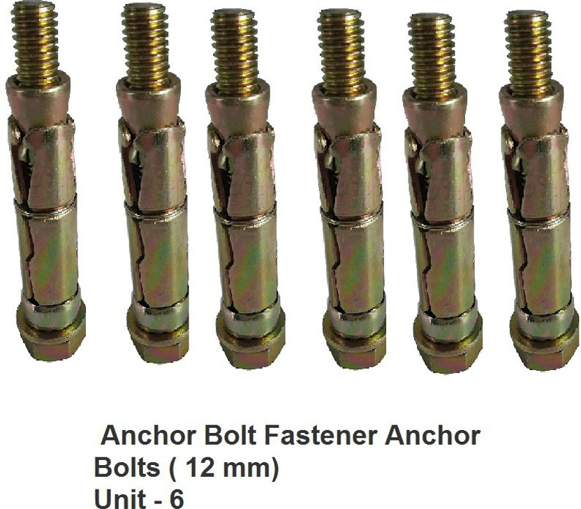 SS SASHA Nut & Bolt Set Nut & Bolt Set 12mm Wall Anchor Fasteners, Rust-Proof Expansion Screws for Concrete Walls ( 6 Pcs)(aluminium)