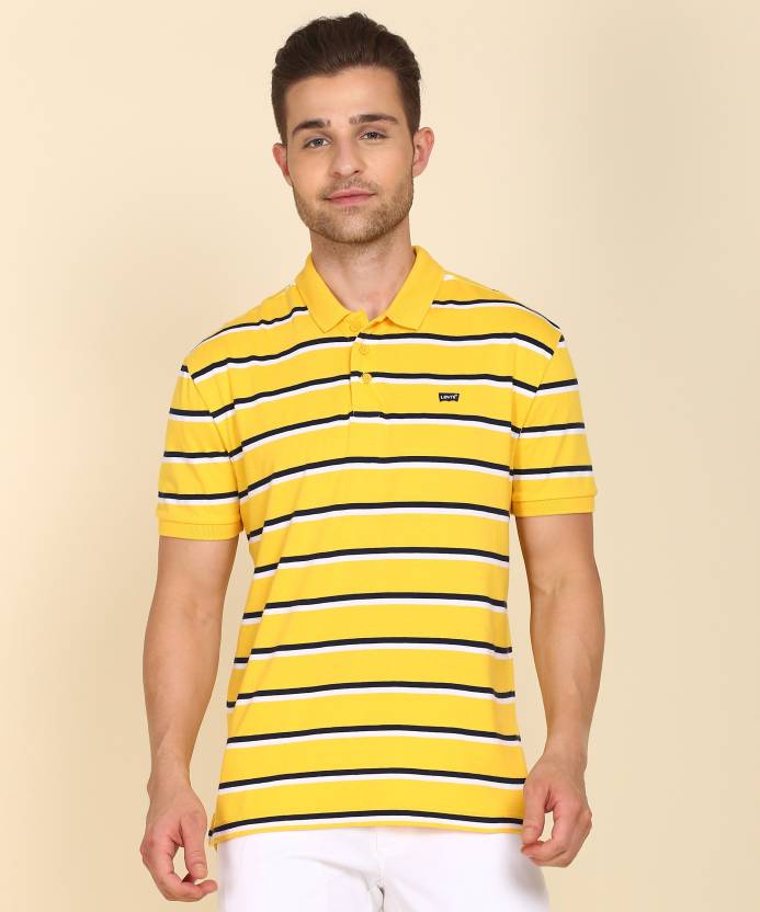 LEVI'S Striped Men Polo Neck Yellow T-Shirt - Buy LEVI'S Striped Men Polo  Neck Yellow T-Shirt Online at Best Prices in India 