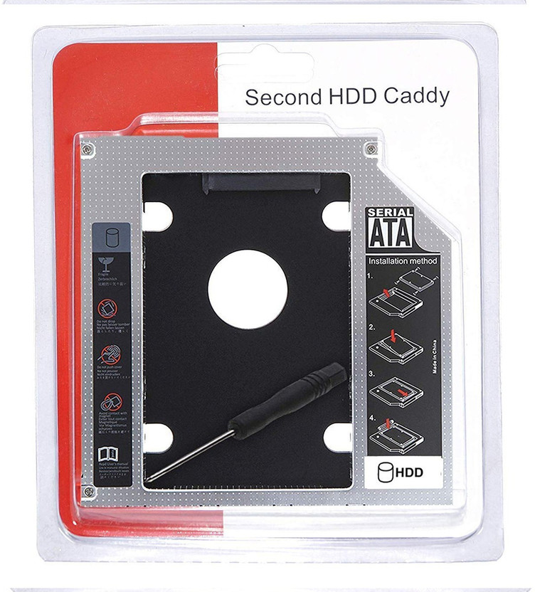 VRISH Optical Bay 2nd Hard Drive Caddy, 9.5 mm CD/DVD Drive Slot for SSD and HDD 2.5 inch Hard Drive Caddy(For CD/DVD-ROM Optical, laptop, Black)