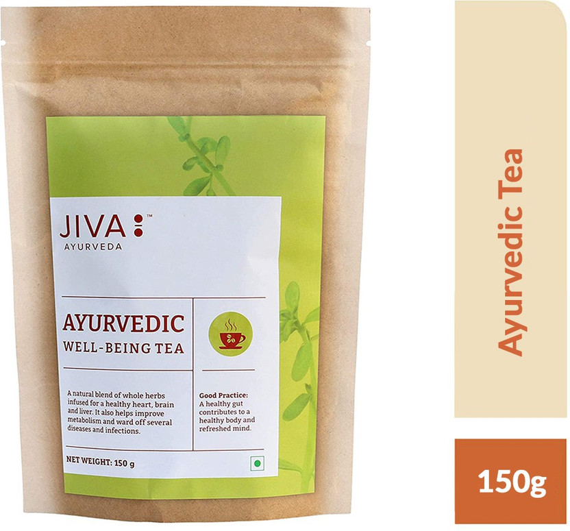 JIVA Ayurvedic Tea - Caffeine Free Tea - Boosts Immunity, Lowers Cholesterol & Improves Digestion - Unflavoured Herbal Tea - 150 g - Pack of 1 Unflavoured Herbal Tea Tin(150 g)