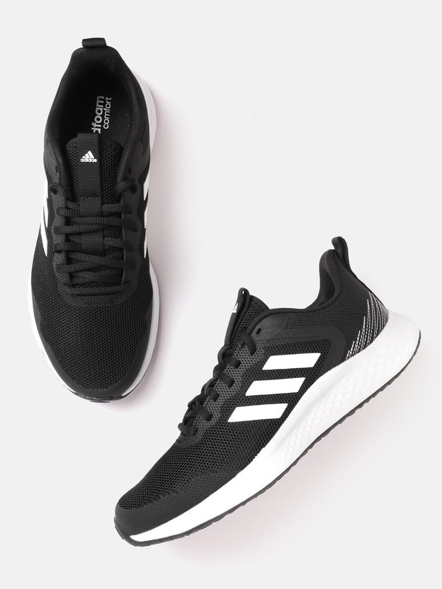 Adidas black and white running shoes clearance