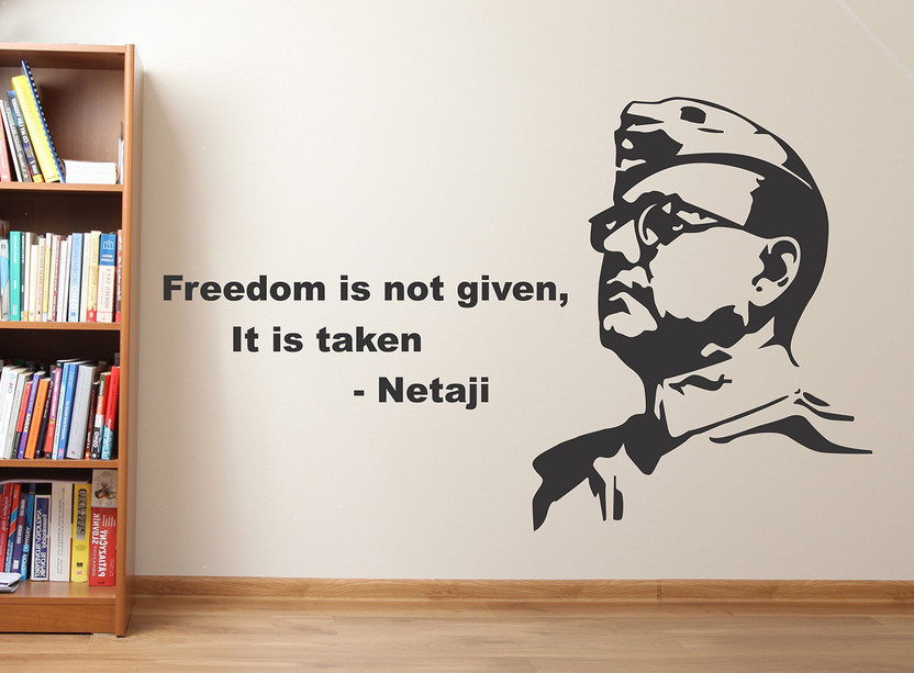 Keliko 80 cm Netaji | Wall Stickers | PVC Vinyl | Non-Reusable Sticker | Self Adhesive Sticker(Pack of 1)