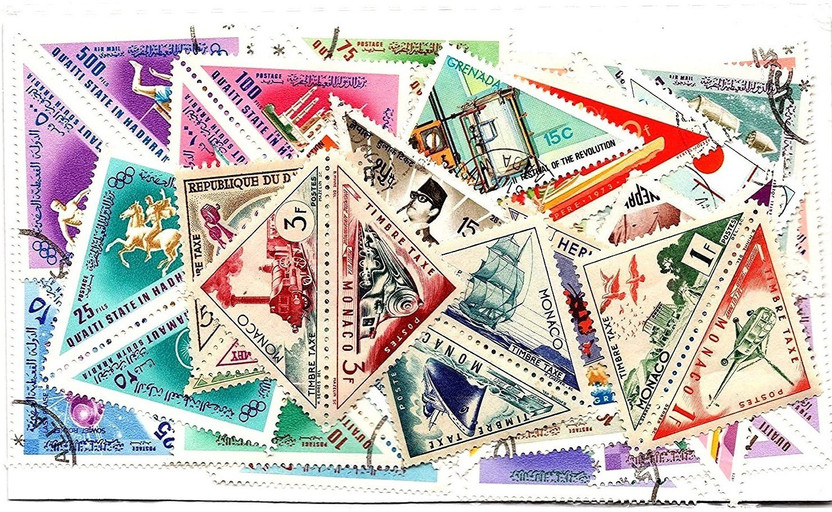 GOLD MINT 25 Different Rare Random Triangle stamps world wide lot Stamps(25 Stamps)