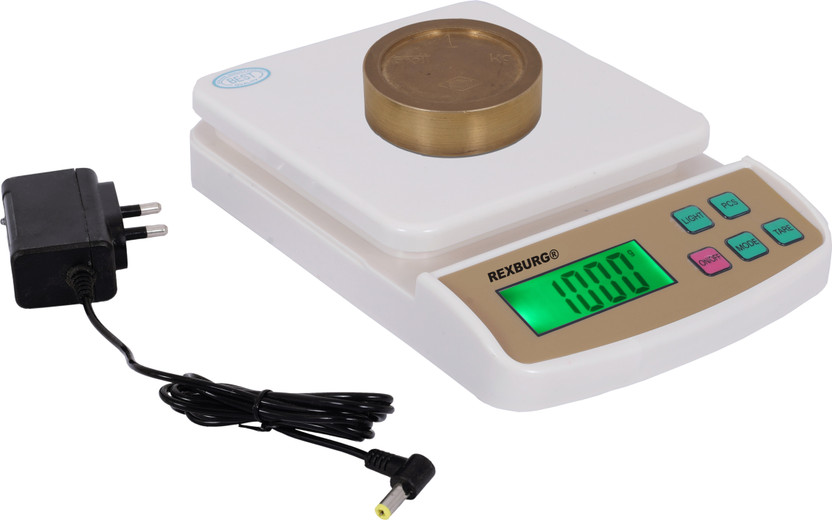 REXBURG Electronic Digital Kitchan Weighing Scale with Tare Function with Adaptor (10 Kg-SF 400A) - White Weighing Scale(White)