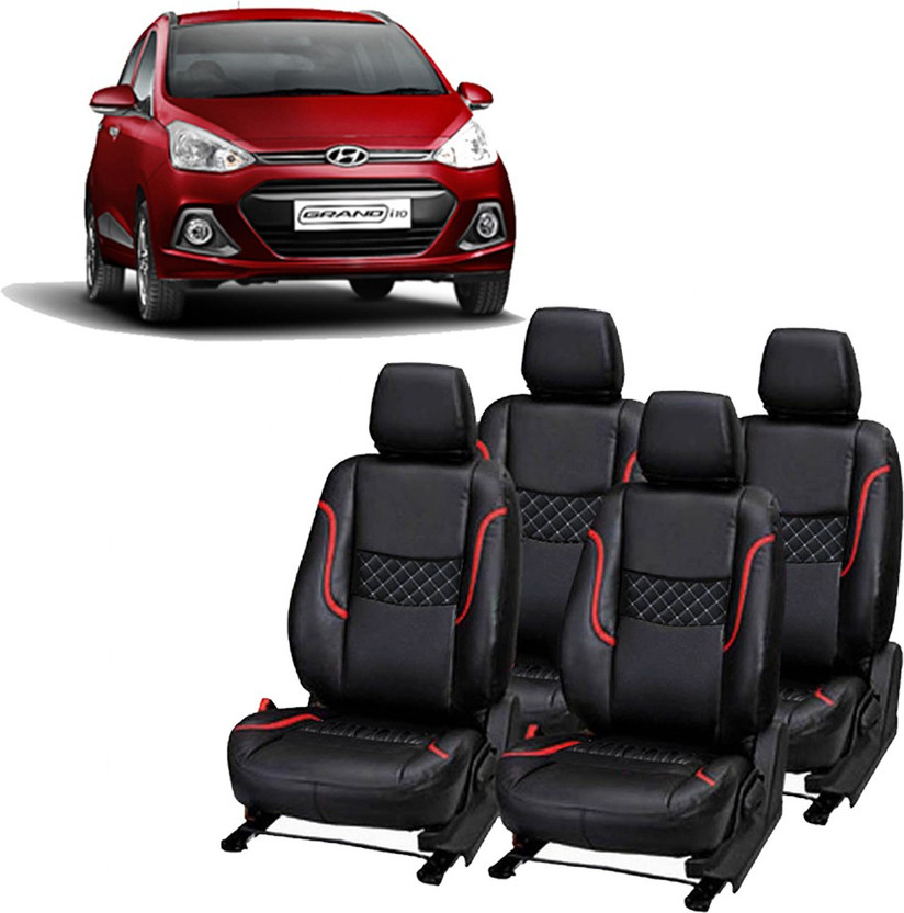 AutoSafe PU Leather Car Seat Cover For Hyundai Grand i10(Detachable Head Rest, Mono Back Seat, 4 Seater, 2 Back Seat Head Rests)