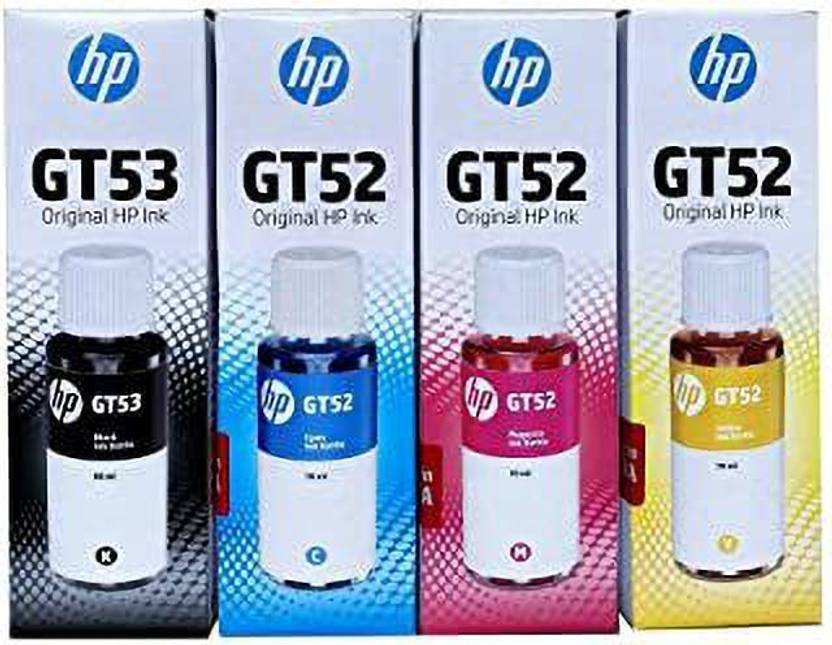 HARDATT GENUINE HP Ink Bottle Black & Color (GT 53XL Black GT 52 C/M/Y