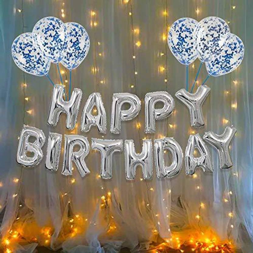 Balloon&You Silver Birthday Decorations Kit, Happy Birthday Balloons
