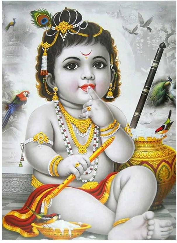 Lord Baby Krishna Poster HD Poster for Room Decor (12x18Inch, 350