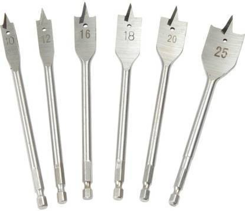 RetailPick DB:D598 6 Flat Drill Bit Set For Wood 10mm, 12mm, 16mm, 18mm, 20mm, 25mm