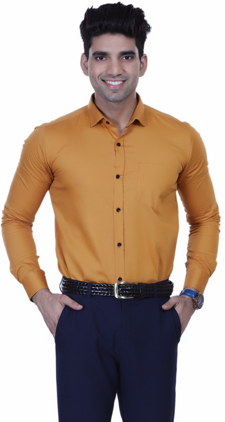 Shirts Land Men Solid Casual Brown 