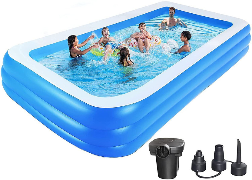 Bestway Spa Swimming Bath Tub with Pump 10 Feet Blue (with Electric Pump). Inflatable Swimming Pool(Blue)