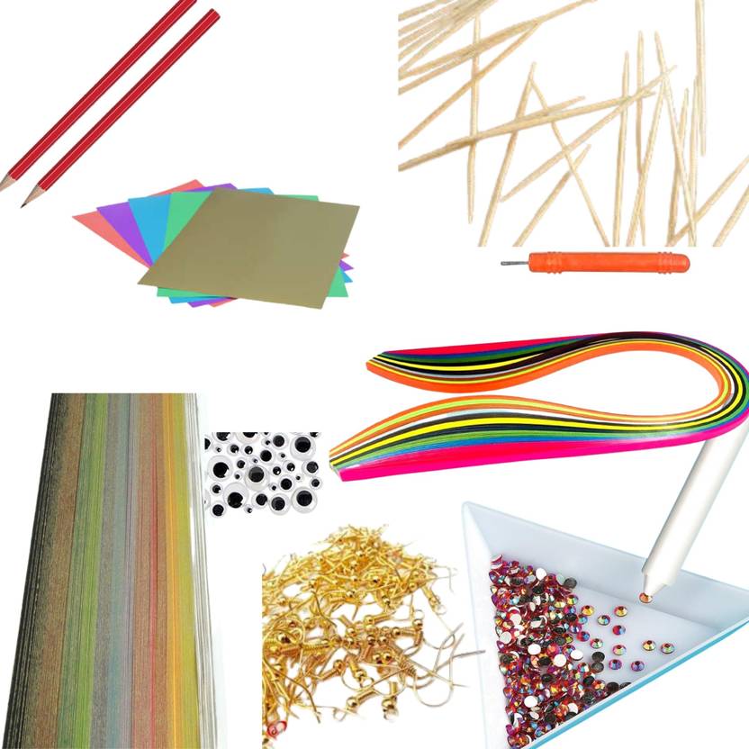 KRSNA ART Paper Quilling Jewellery Making Materials complete Kit for Kids with 2