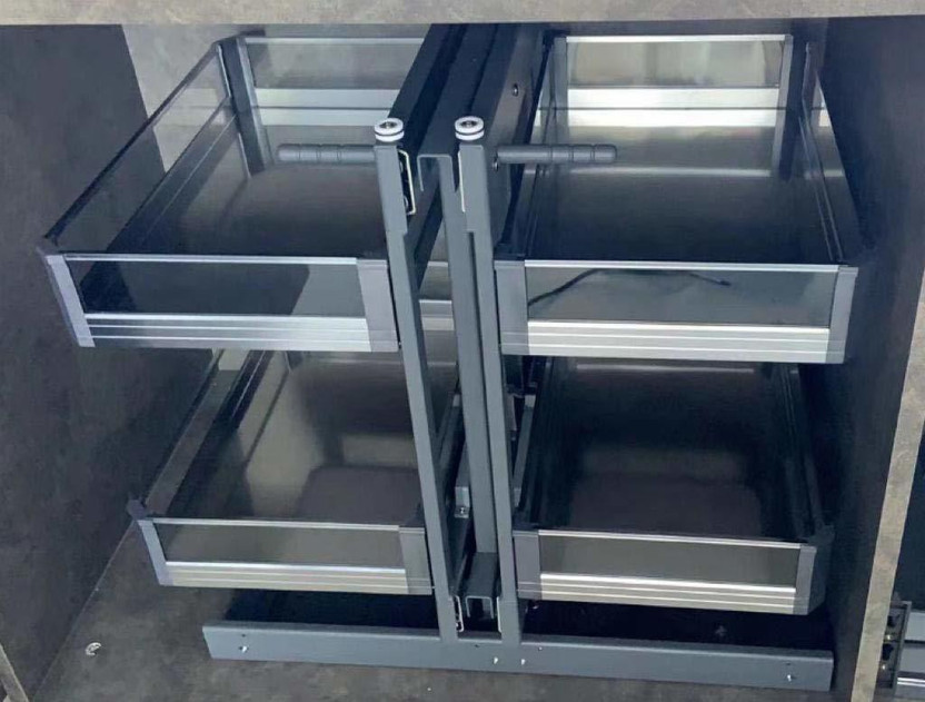 DBR KITCHEN Purple Glass Universal Magic Corner for Kitchen Storage (Imported) Modular Kitchen Hardware & Accessories Stainless Steel, Glass Wall Shelf(Number of Shelves - 4)