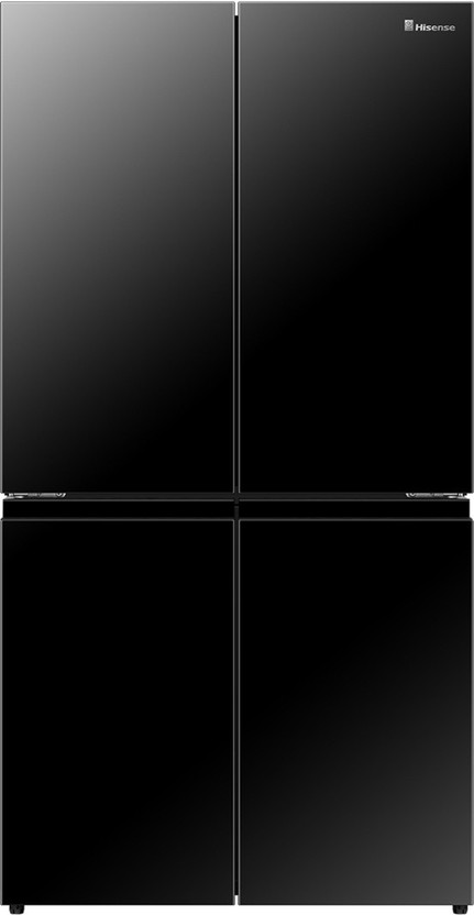 Hisense 670 L Frost Free French Door Bottom Mount Inverter Technology Star Convertible Refrigerator with Base Drawer(Black Glass Finish, RQ670N4SBU)