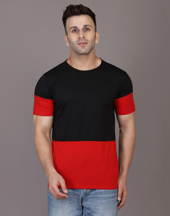 Highlancetshirt Solid Men Round Neck Red, Black T-shirt