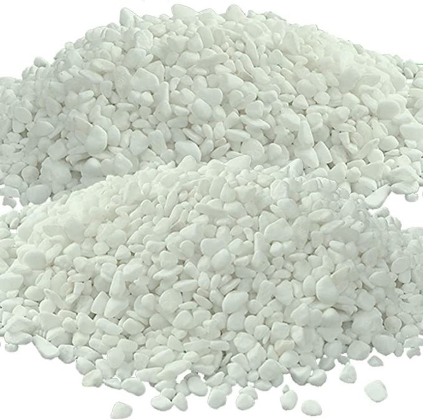 VANNEF Decorative Stones White Marble Chips Pebble Stones For Aquarium Home Garden Indoor & Outdoor Decoration Gravel Unplanted Substrate(White, 4 kg)