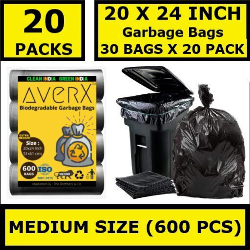 averX Premium Quality Garbage Bags - 20 x 24 Inch Medium 20 L Garbage Bag  Pack Of 600(600Bag )