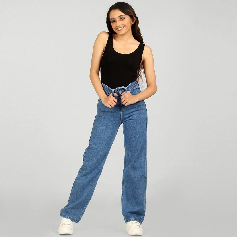 Perfect Outlet Flared Women Blue Jeans 