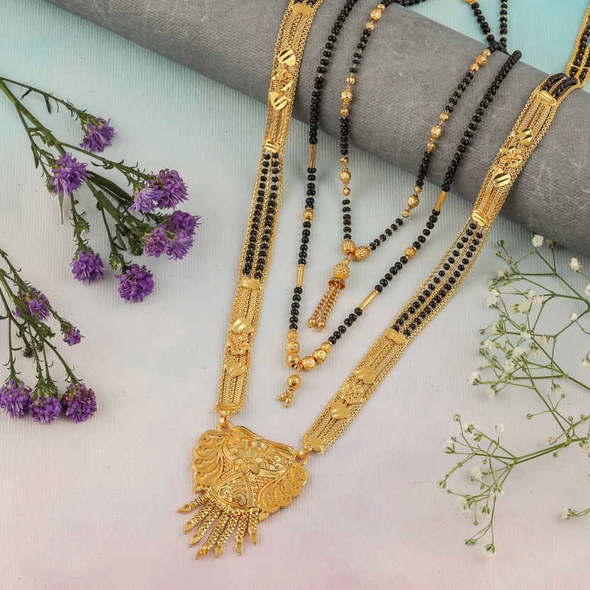 one gram gold black beads chains