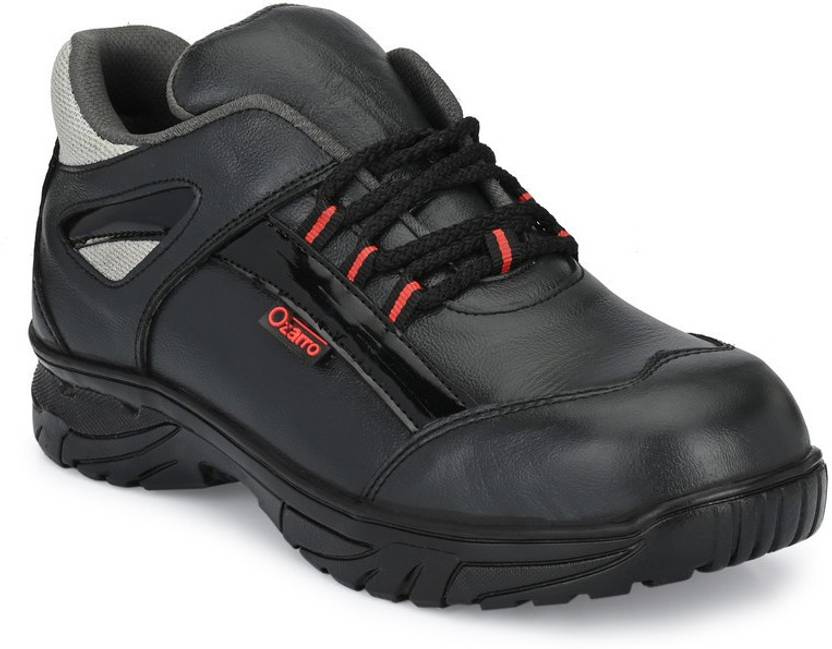 Ozarro Black Leather Steel Toe Safety Shoe (S4429) Steel Toe Leather