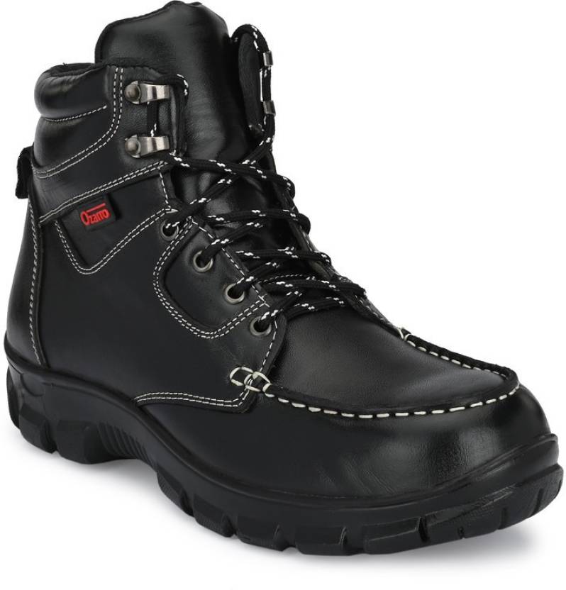 Ozarro Black Leather Steel Toe Safety Shoe (S4427) Steel Toe Leather ...